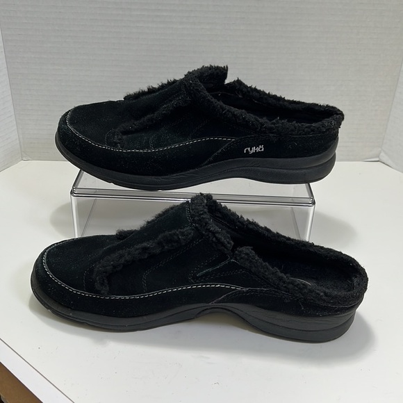 Ryka Black Fleece-Lined Mules - Picture 2 of 12